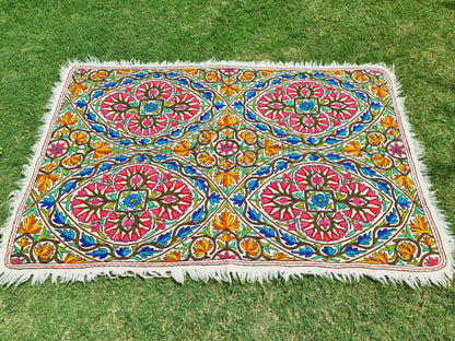 Warmth and Whimsy: Handmade Namda Wool Rug 5x7ft – Crafted with Love in Kashmir for Cozy Floors and Boho Flair