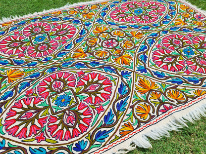 Warmth and Whimsy: Handmade Namda Wool Rug 5x7ft – Crafted with Love in Kashmir for Cozy Floors and Boho Flair