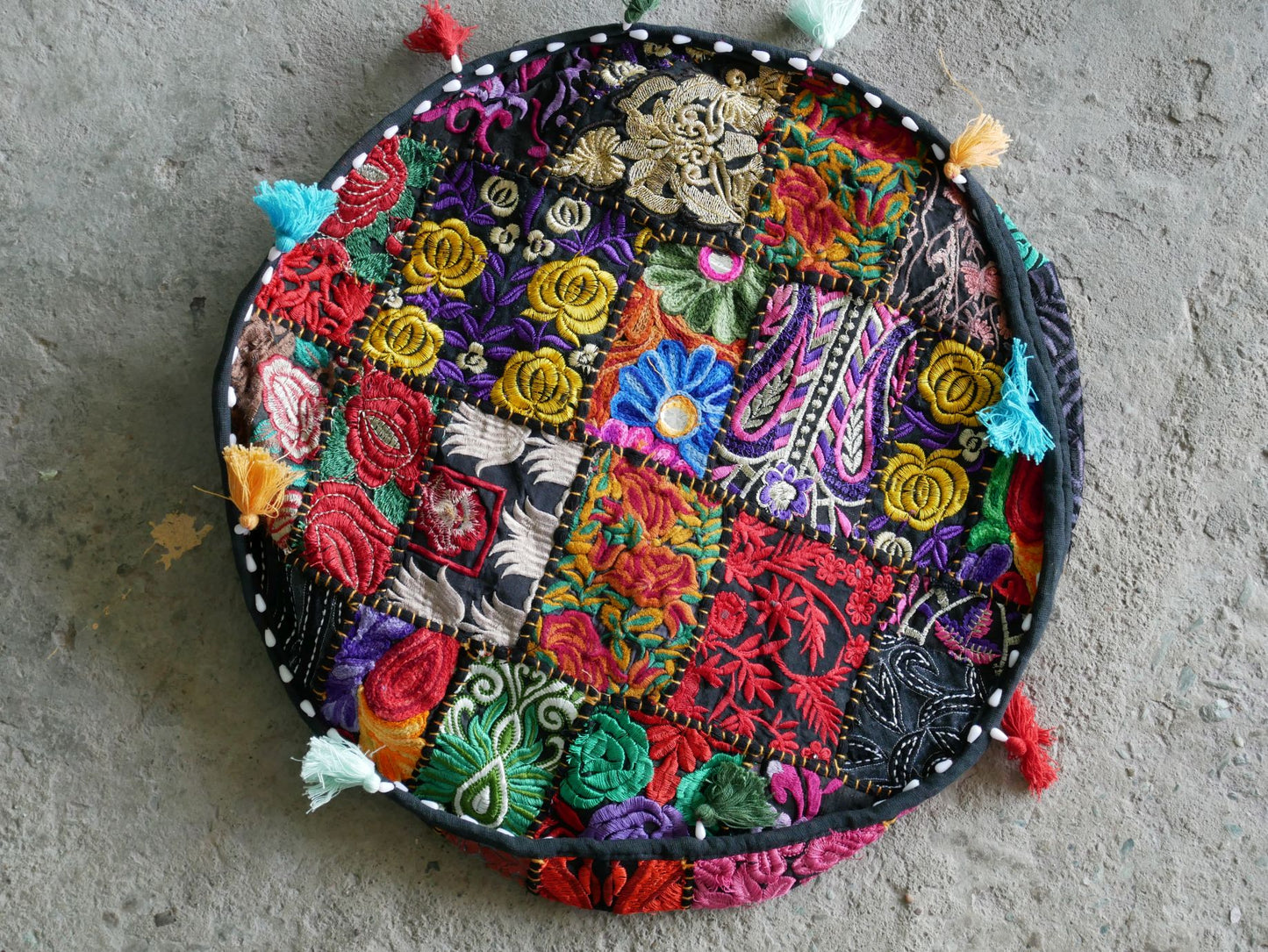 Floor pouf - Indian floor seating | Hippie style floor seating pillow - bean bag