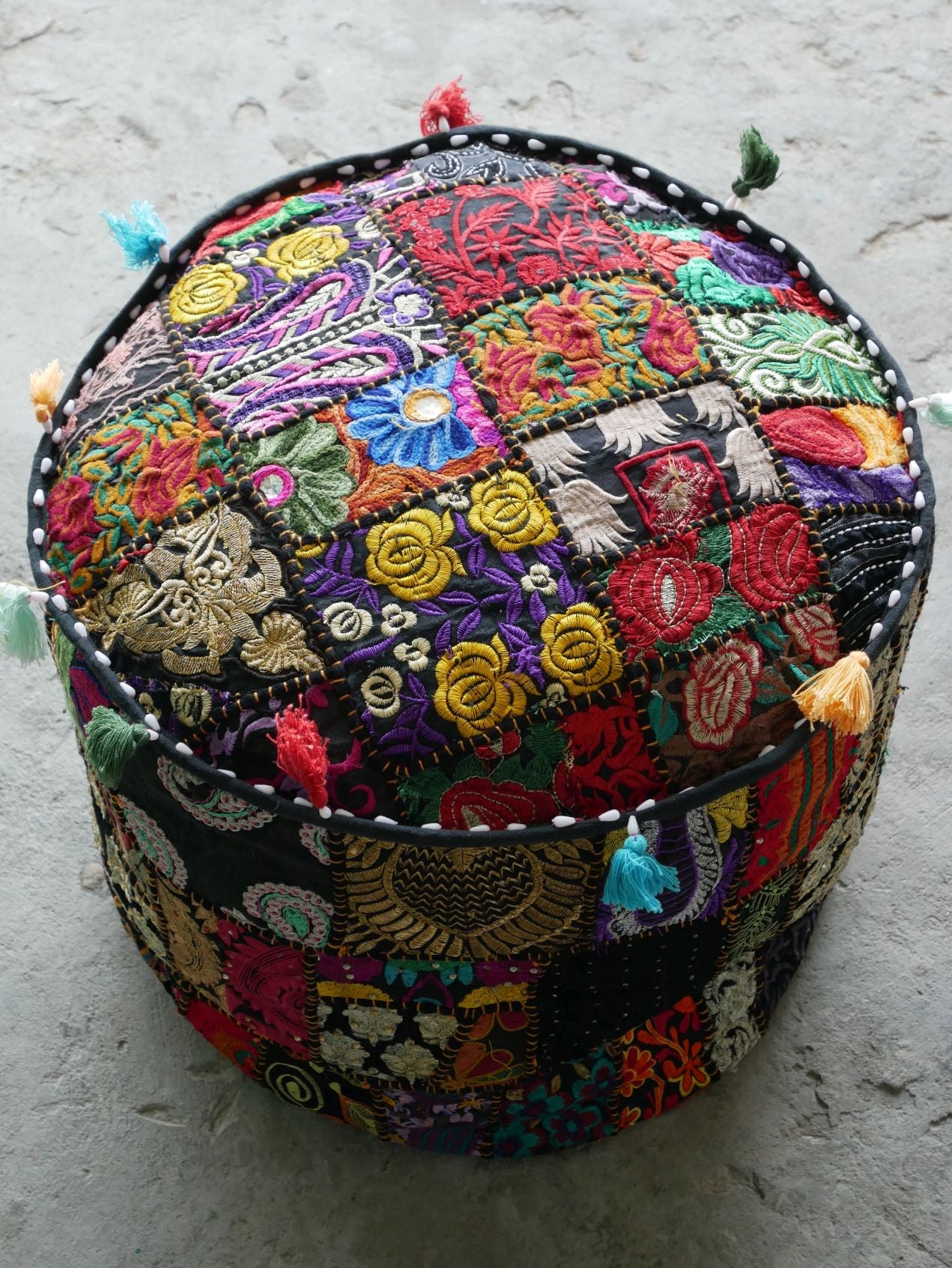 Floor pouf - Indian floor seating | Hippie style floor seating pillow - bean bag