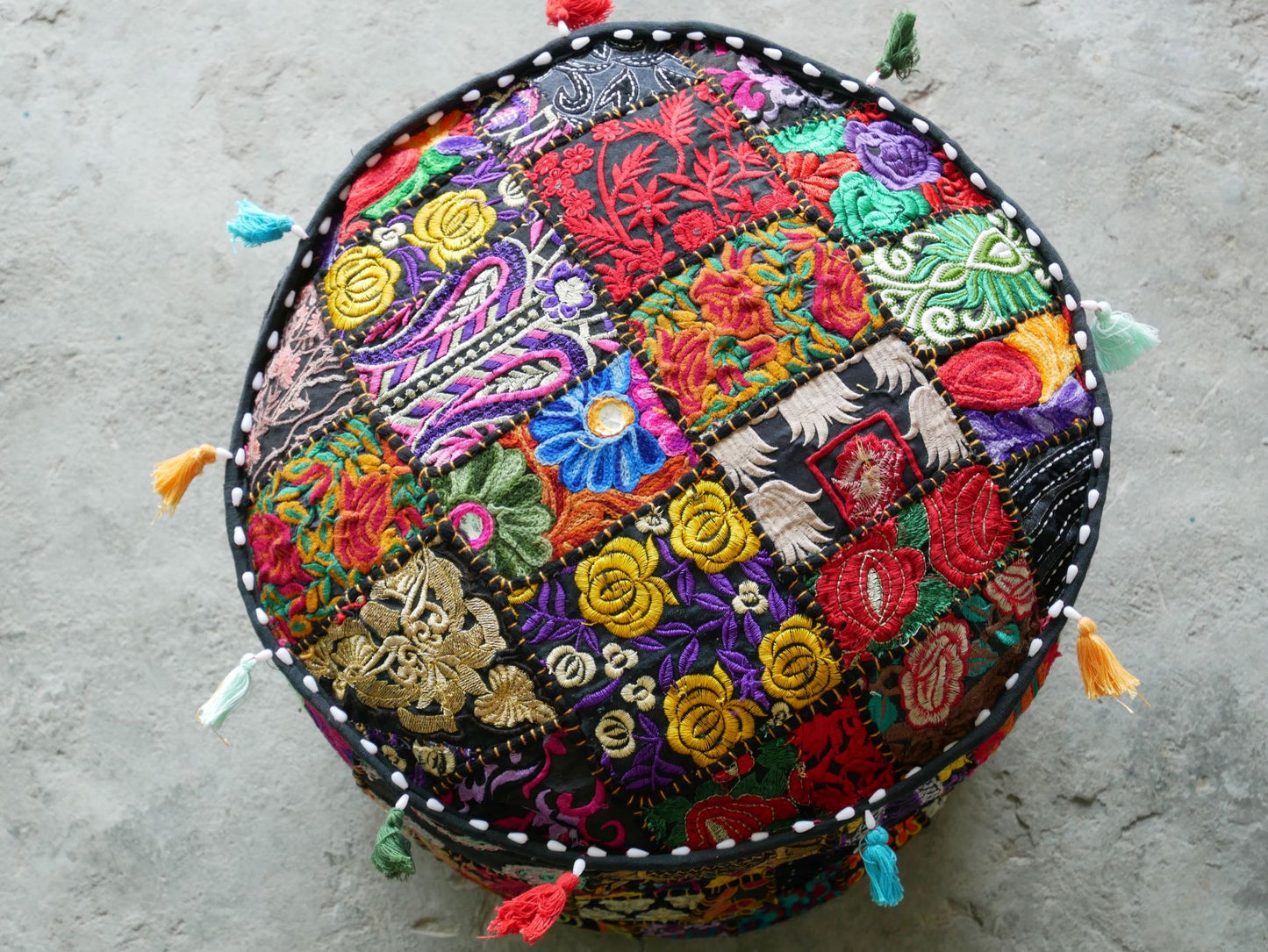 Floor pouf - Indian floor seating | Hippie style floor seating pillow - bean bag