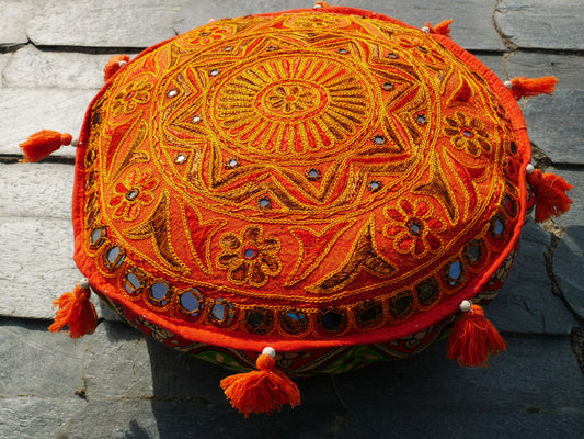 Meditation cushion - embroidery floor pillow - Indian floor seating and hippie decor COVER ONLY