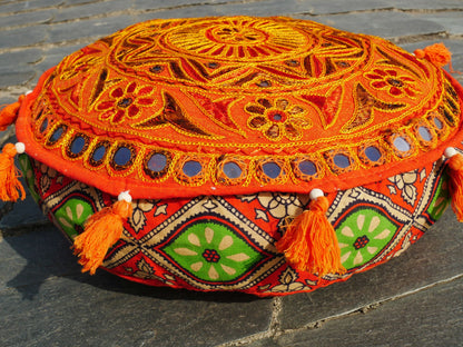 Meditation cushion - embroidery floor pillow - Indian floor seating and hippie decor COVER ONLY