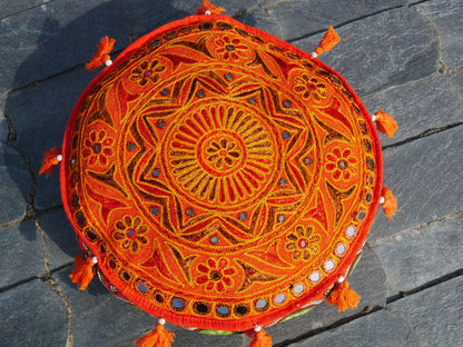 Meditation cushion - embroidery floor pillow - Indian floor seating and hippie decor COVER ONLY