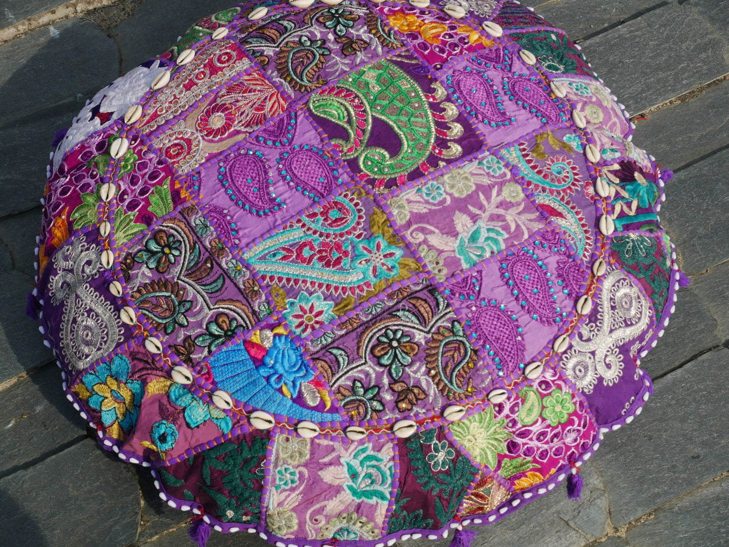 Floor cushion cover - Indian floor seating | Colorful meditation cushion - purple floor pillow