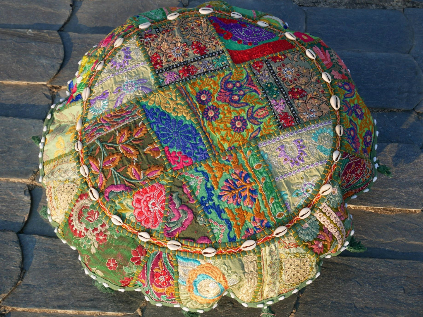 Boho floor pillow - Meditation cushion cover - Indian floor seating patchwork pillow - The Shanti Home