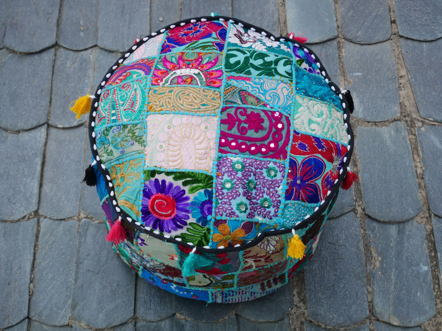 Floor pouf - Indian floor seating | Hippie style floor seating pillow - bean bag