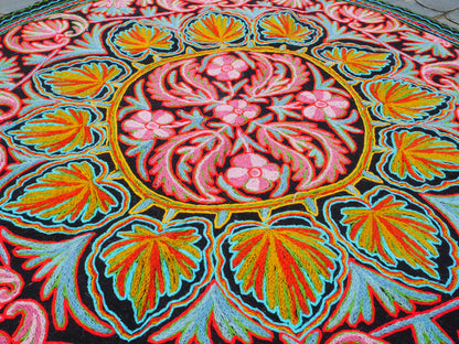 Kashmiri Namda rug 5ft - Mandala wool rug - boho area rug handfelted and embroidered (Copy)