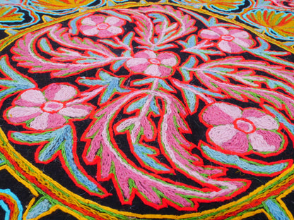 Kashmiri Namda rug 5ft - Mandala wool rug - boho area rug handfelted and embroidered (Copy)