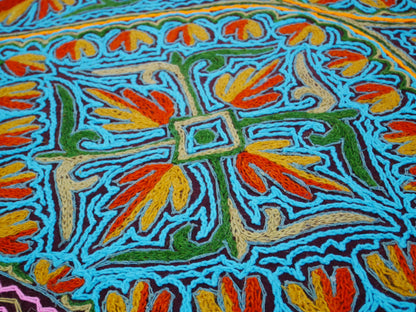 Großer Wollteppich handgefertigter Teppich "Himalaya-Juwel" traditioneller Namda, gefilzter Wollteppich Großer Boho-Teppich 10 x 7 böhmischer Bodenteppich Bestickter Teppich