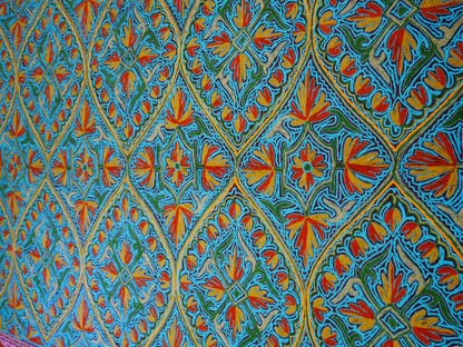 Großer Wollteppich handgefertigter Teppich "Himalaya-Juwel" traditioneller Namda, gefilzter Wollteppich Großer Boho-Teppich 10 x 7 böhmischer Bodenteppich Bestickter Teppich
