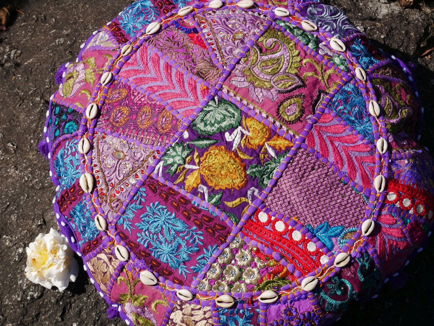 Boho floor pillow - Meditation cushion cover - Indian floor seating patchwork pillow
