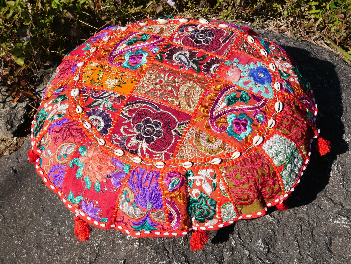 Patchwork floor pillow - Meditation cushion cover - Indian floor seating Boho pillow