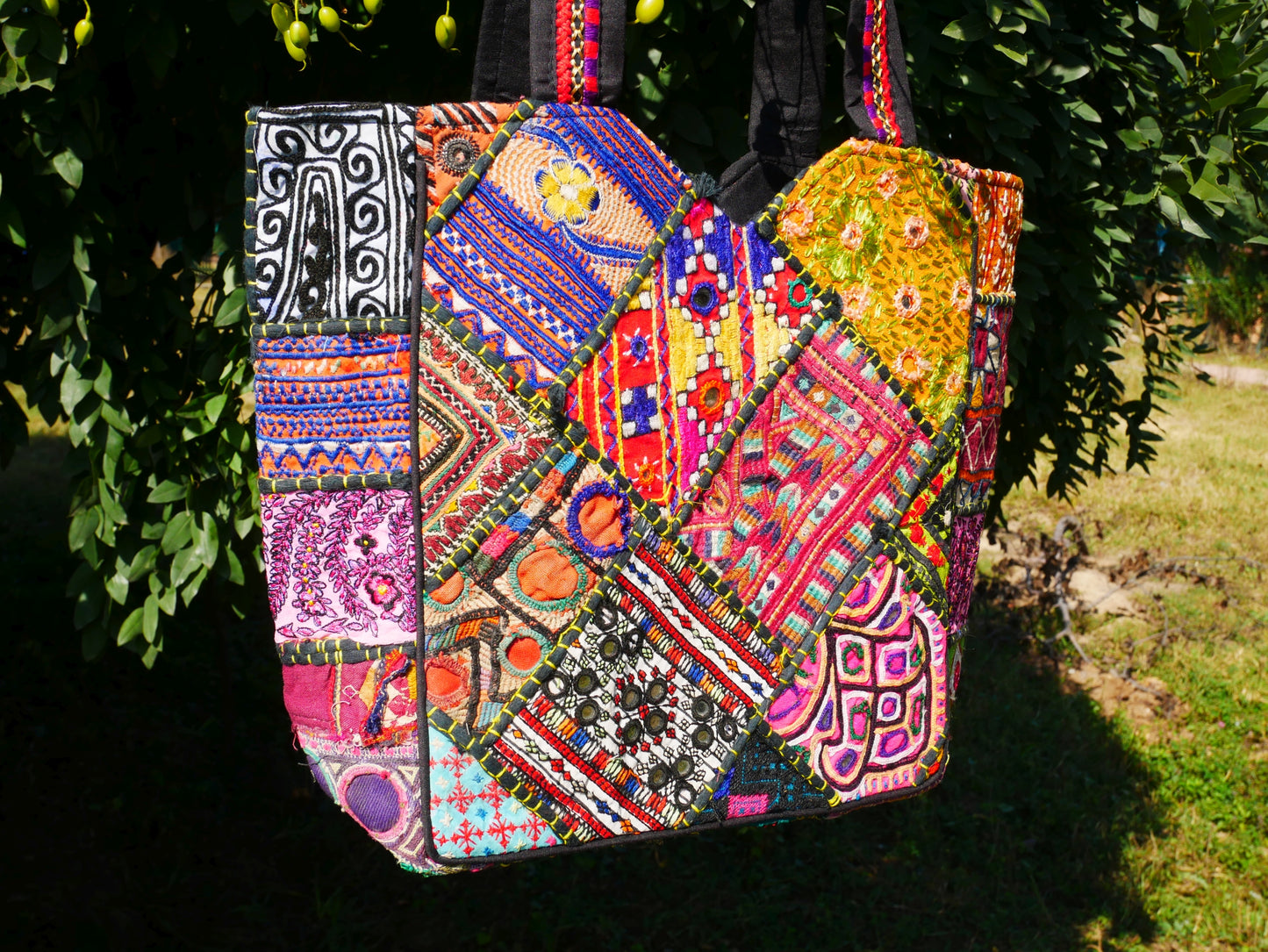 Boho bag - colorful  hippie bag | handmade bohemian shoulder bag | Festival hobo bag - The Shanti Home