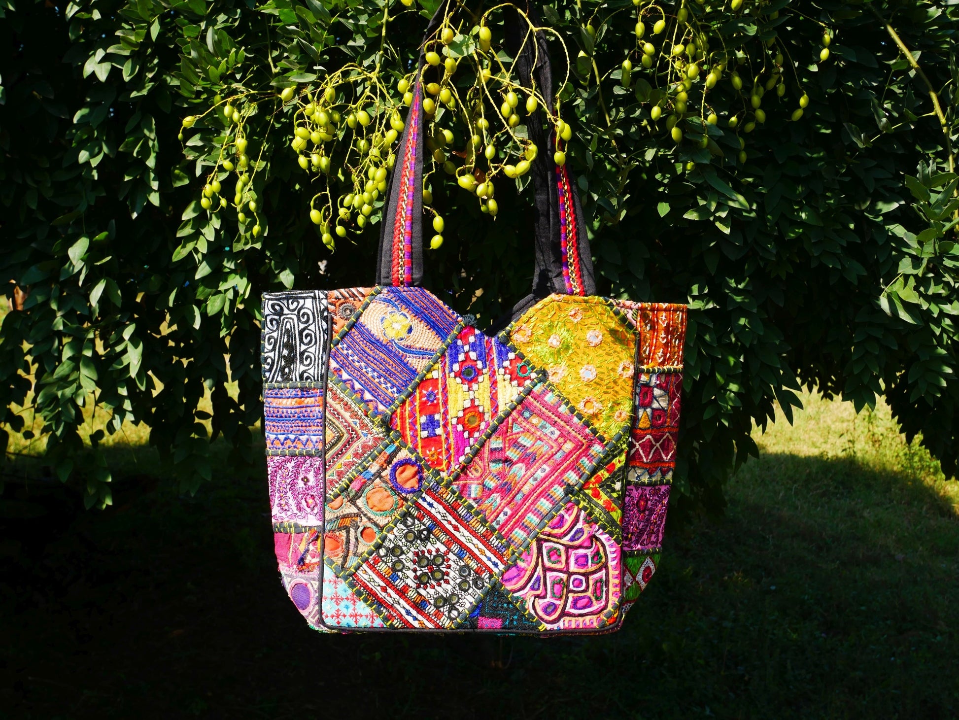 Boho bag - colorful  hippie bag | handmade bohemian shoulder bag | Festival hobo bag - The Shanti Home