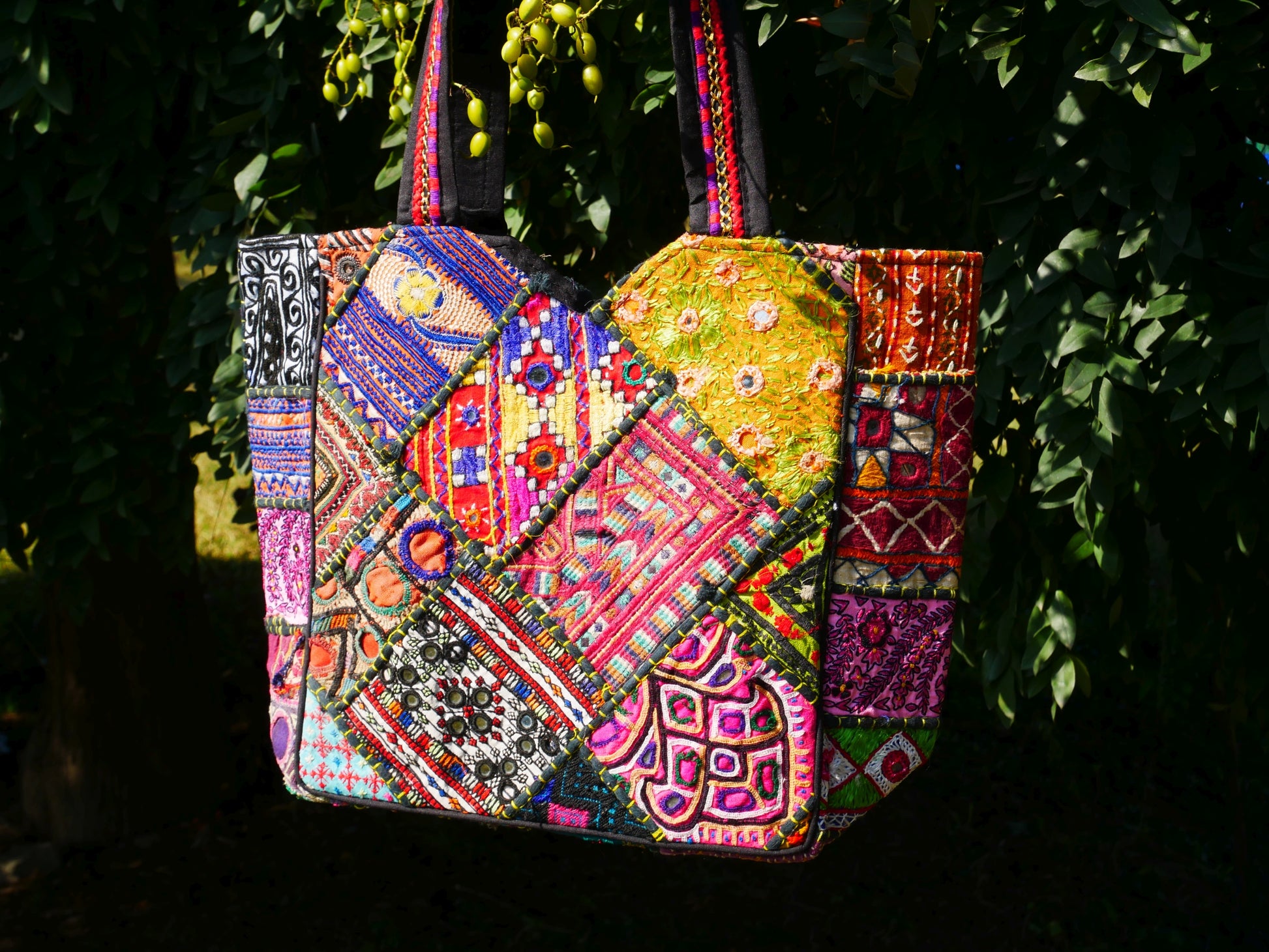 Boho bag - colorful  hippie bag | handmade bohemian shoulder bag | Festival hobo bag - The Shanti Home