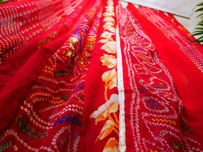 Maharani red curtain - Indian vintage saree patchwork curtains