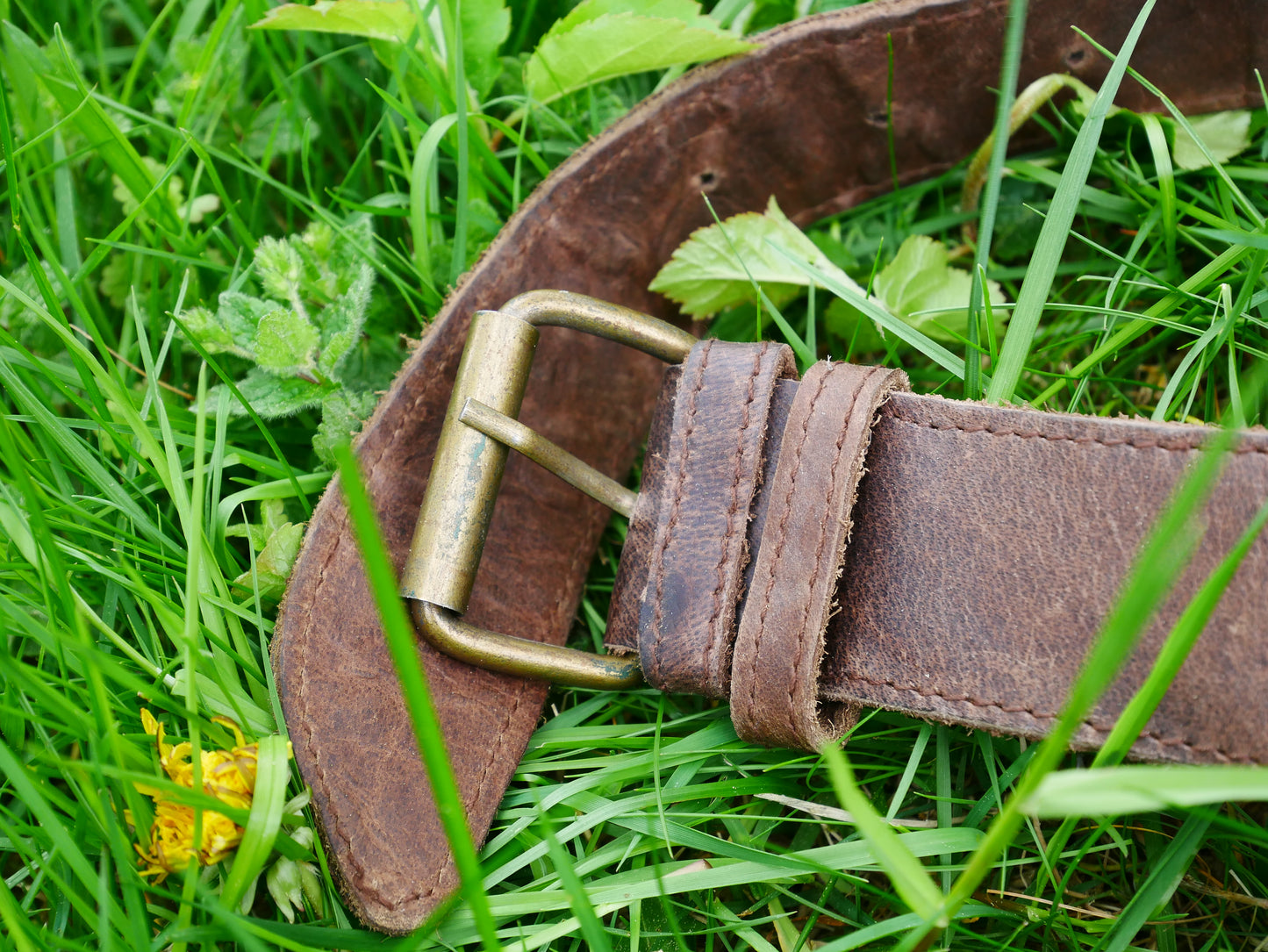 Handmade festival leather belt bag - hip bag - waist bag with semi precious stone and hook closure