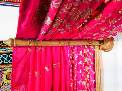 Boho bed canopy - custom made saree canopy frame with handcrafted walnut wood rods | bed curtains - meditation space