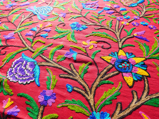 Bohemian bedding - luxury bed throw "Dream of Kashmir" hand embroidered bed spread - The Shanti Home