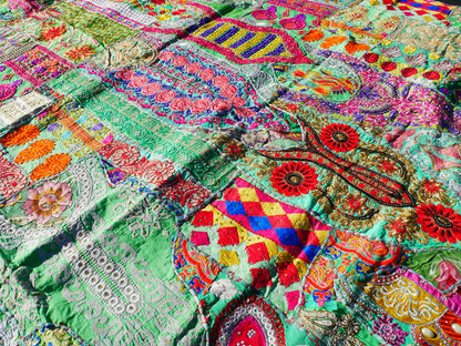 Patchwork throw bedding Hippie bed throw - patchwork quilt - colorful handmade bedspread