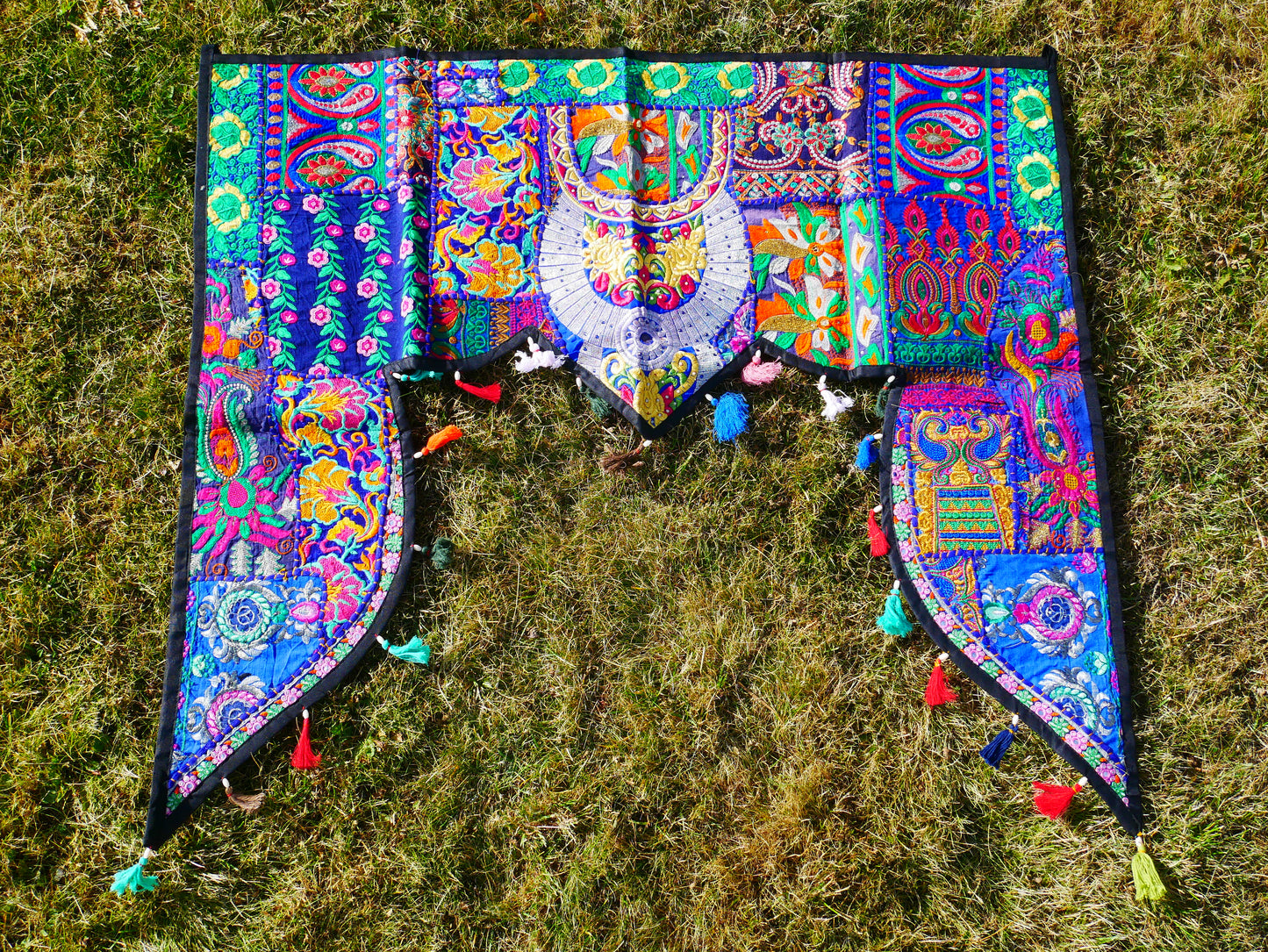 Indian Toran - Boho door valance | bohemian wall hanging - patchwork tapestry |  multicolor
