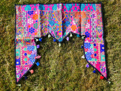 Indian Door hanging - Boho door valance | bohemian wall hanging - patchwork tapestry |  multicolor