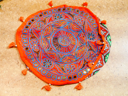 Meditation cushion - embroidery floor pillow - Indian floor seating and hippie decor COVER ONLY