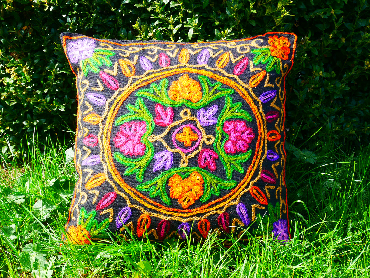 Set of 2 Kashmiri Crewel Pillow Covers: Hand embroidered unique Duo for Your Cozy Retreat