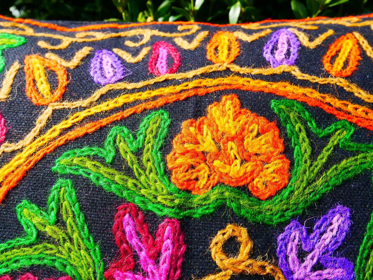 Colorful Kashmiri Crewel Pillow Covers: Handcrafted by Artisans  16x16 inches - The Shanti Home