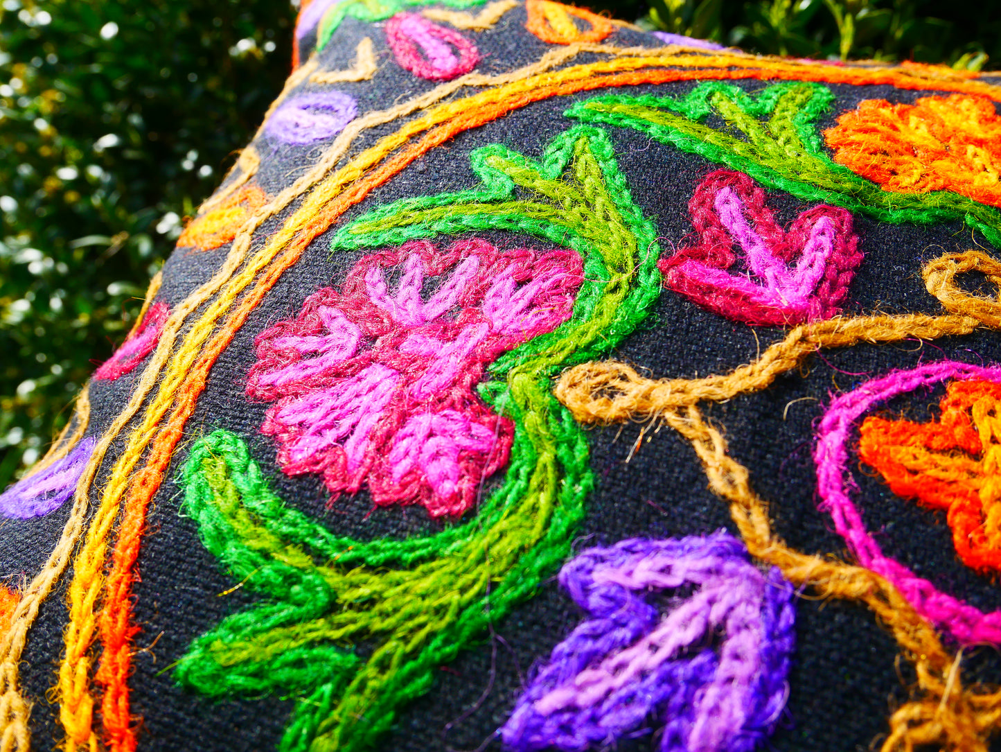 Set of 2 Kashmiri Crewel Pillow Covers: Hand embroidered unique Duo for Your Cozy Retreat