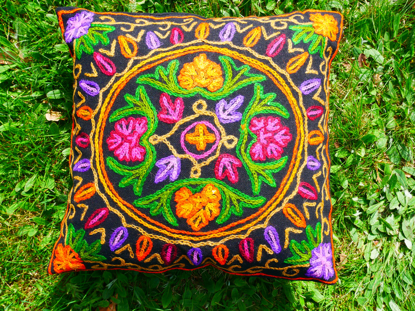 Set of 2 Kashmiri Crewel Pillow Covers: Hand embroidered unique Duo for Your Cozy Retreat