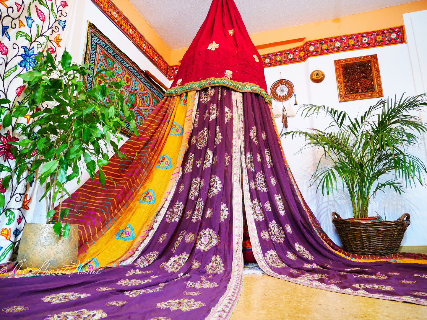 Saree tent - Indian canopy - boho bed canopy  | bohemian wedding backdrop - Hippie decor - floor seating area | meditation room - Shanti baldachin