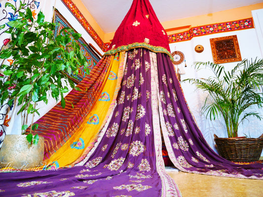 Saree tent - Indian canopy - boho bed canopy  | bohemian wedding backdrop - Hippie decor - floor seating area | meditation room - Shanti baldachin