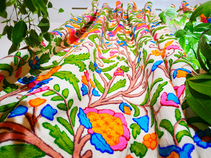 Amazing Embroidery curtain - Hand embroidered Flower curtains - Kashmiri cotton and wool bedroom curtain- Boho Blackout curtain