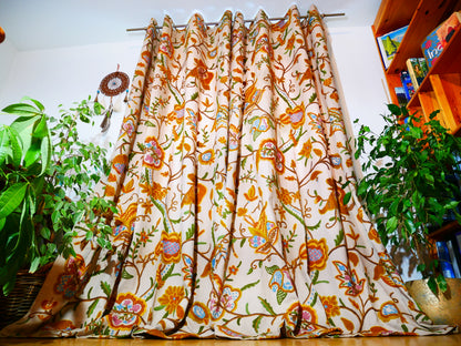 Amazing Embroidery curtain - Hand embroidered Flower curtains - Kashmiri cotton and wool bedroom curtain- Boho Blackout curtain (Kopie)