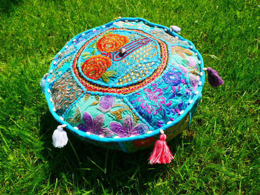 Meditation cushion 16" floor pillow - decor throw pillow for Indian bohemian floor seating