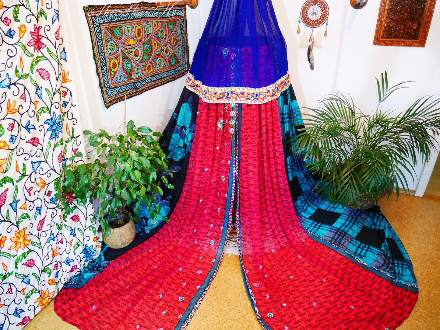 Boho canopy - Saree tent - bed canopy  | bohemian wedding backdrop - Hippie decor - floor seating area | meditation room - Shanti baldachin