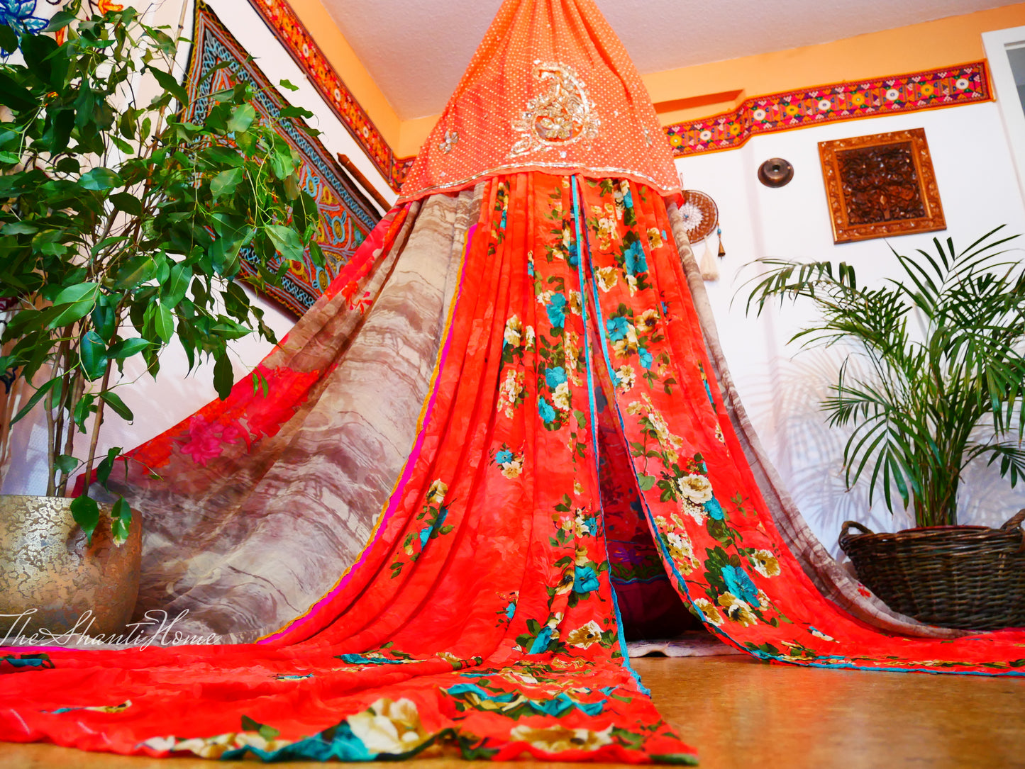 Saree canopy - indoor tent - bed canopy | bohemian wedding backdrop | Indian Hippie decor - floor seating area | meditation room - glamping