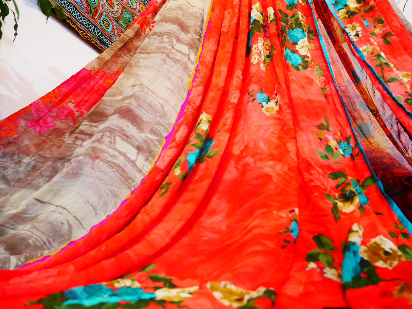 Saree canopy - indoor tent - bed canopy | bohemian wedding backdrop | Indian Hippie decor - floor seating area | meditation room - glamping