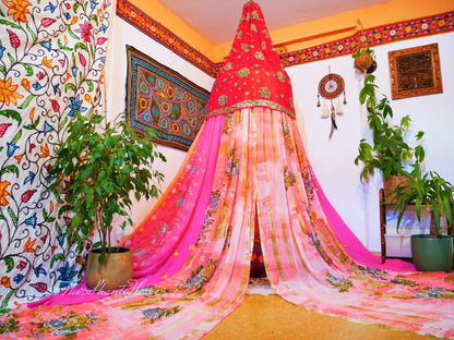 Saree canopy - indoor tent - bed canopy | bohemian wedding backdrop | Indian Hippie decor - floor seating area | meditation room - glamping