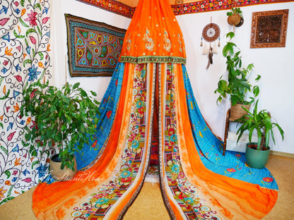 Saree tent - princess canopy - boho bed canopy  | bohemian wedding backdrop - Hippie decor - floor seating area | meditation room - Shanti baldachin