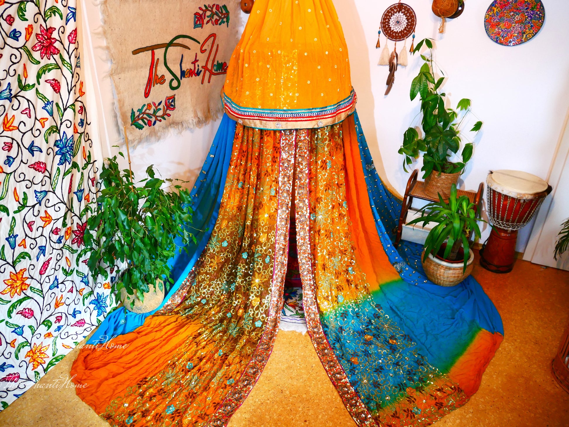 Boho canopy - Wedding Saree tent - bed canopy  | hippie decor - Shanti baldachin - The Shanti Home