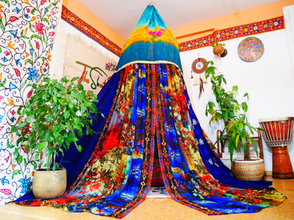 Boho canopy - Saree tent - bed canopy  | hippie decor - Shanti baldachin for Meditation Spaces or Reading nooks - The Shanti Home