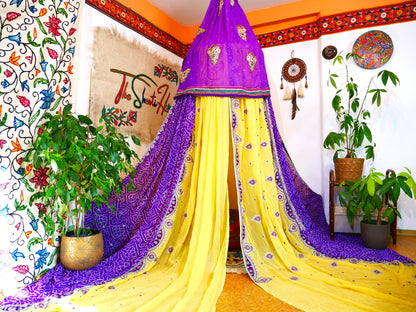 Saree canopy - Play tent - bed canopy | bohemian wedding backdrop | Indian Hippie decor - floor seating area | meditation room - glamping