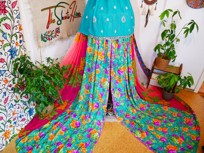 Boho Baldachin - Saree Zelt - Betthimmel | böhmische Hochzeitskulisse | Indisches Hippie-Dekor – Sitzbereich auf dem Boden | Meditationsraum - Glamping