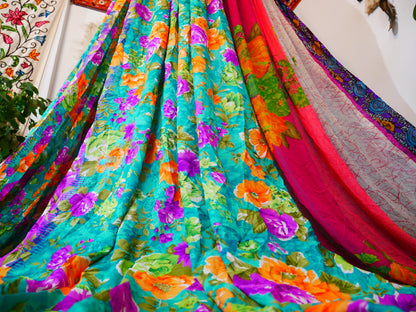 Saree canopy - indoor tent - bed canopy | bohemian wedding backdrop | Indian Hippie decor - floor seating area | meditation room - glamping