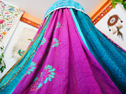 Saree tent - princess canopy - boho bed canopy  | bohemian wedding backdrop - Hippie decor - floor seating area | meditation room - Shanti baldachin