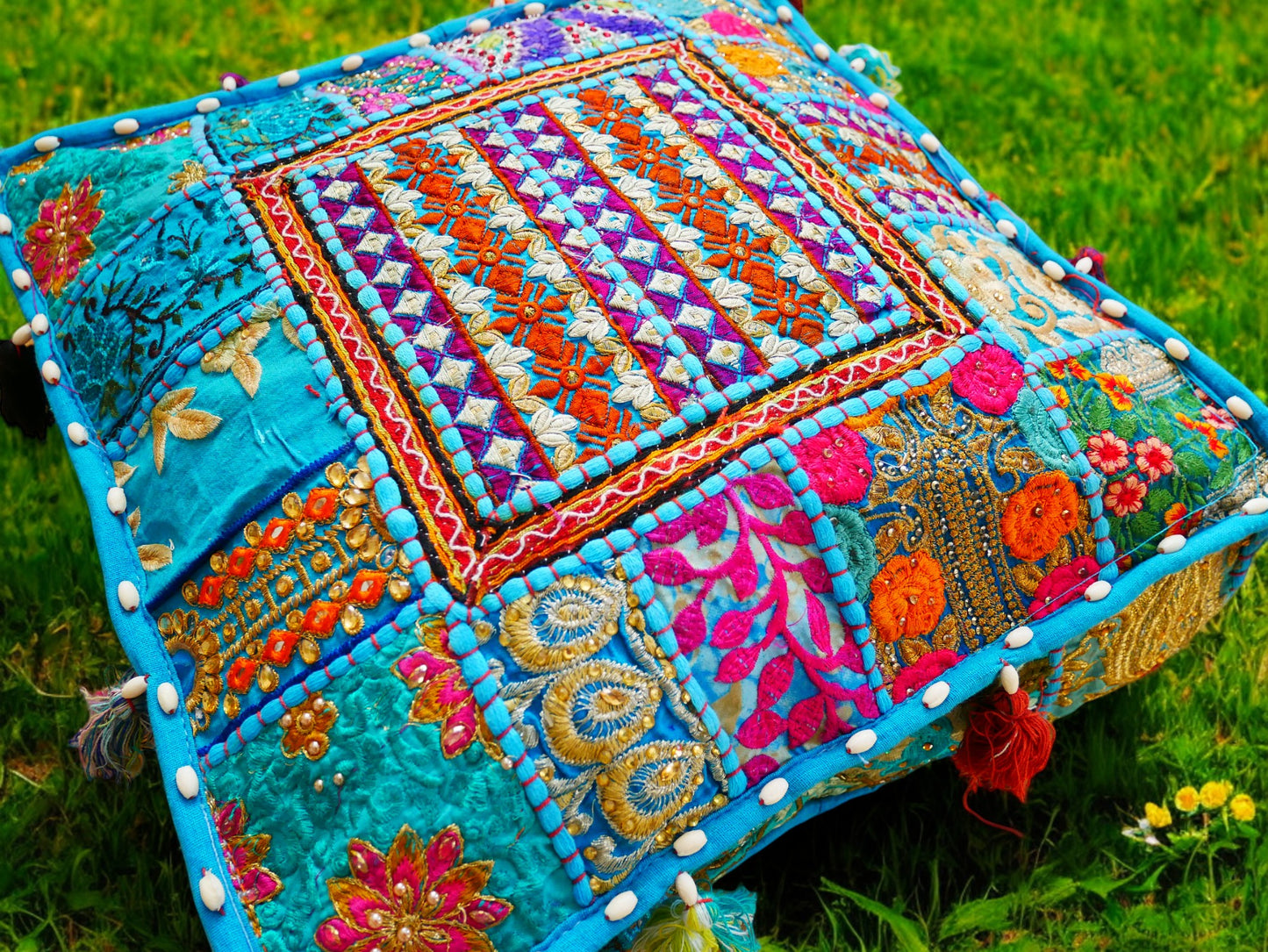 Rajastani floor pillow cover only 16" | meditation cushion - decor pillow for Indian bohemian floor seating