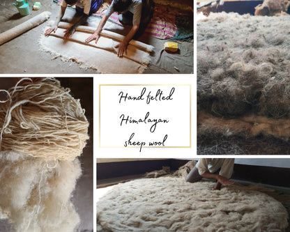 Large wool Namda handmade area rug "Himalayan Jewel" traditional Kashmiri rug, felted wool- hand embroidered 10x7